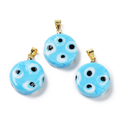 Handmade Evil Eye Lampwork Pendants LAMP-F030-01G-04-1