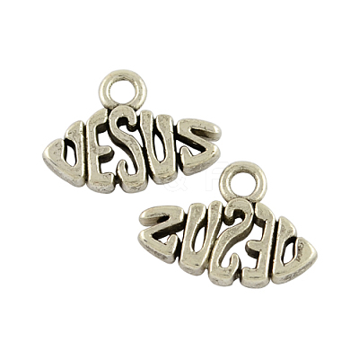 Tibetan Style Alloy Name Jesus Pendants for Easter X-TIBEP-GC162-AS-NR-1