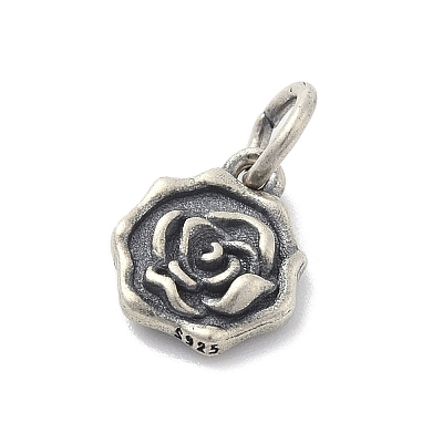 925 Sterling Silver Flower Charms with Jump Rings and 925 Stamp STER-M021-02AS-02-1
