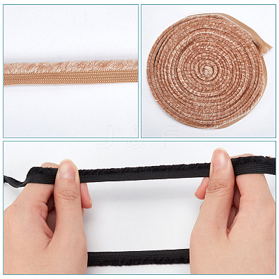 5 Bundles 5 Colors Polyester Chenille Furry Braided Lip Cord Trim OCOR-WR0001-25-1