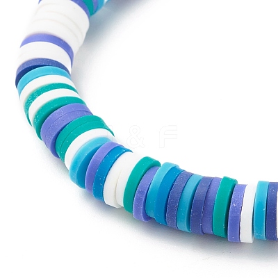 Polymer Clay Heishi Beads Stretch Bracelet for Women BJEW-JB07207-01-1
