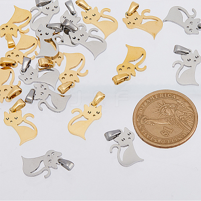 20Pcs 2 Colors 304 Stainless Steel Pendants STAS-DC0013-32-1