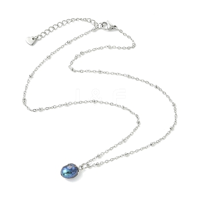Natural Cultured Freshwater Pearl Potato Pendant 304 Stainless Steel Satellite Chain Necklaces for Women NJEW-JN06346-1