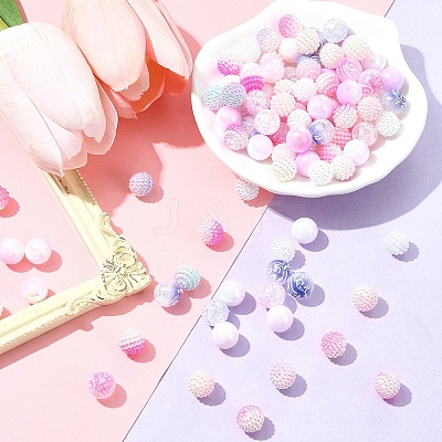 200Pcs 10 Styles Imitation Pearl & Opaque Acrylic Berry Beads OACR-FS0001-96B-1