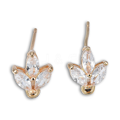 Brass Pave Clear Cubic Zirconia Stud Earring Findings LS-X-KK-N235-041-1