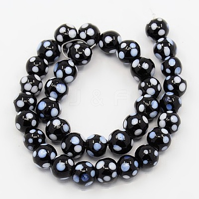 Handmade Lampwork Round Beads Strands LS-LAMP-L007-8mm-03-1