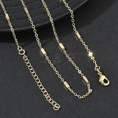 Brass Rectangle Link Chain Necklaces for Women KK-CBA2293-05G-1