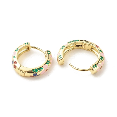 Flower Enamel Hoop Earrings EJEW-G290-03G-A-1