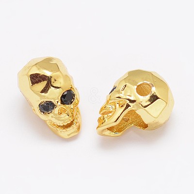 Eco-Friendly Brass Micro Pave Cubic Zirconia Beads ZIRC-P017-11G-NR-1