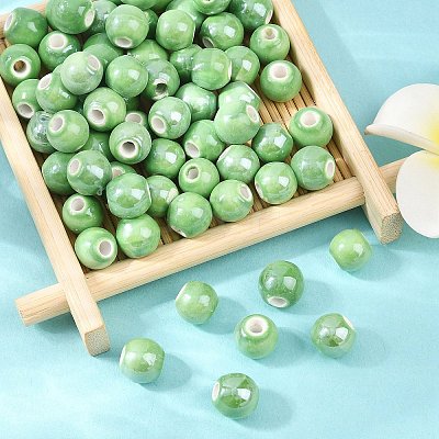 Glazed Porcelain Round Beads X-PORC-S489-8mm-09-1