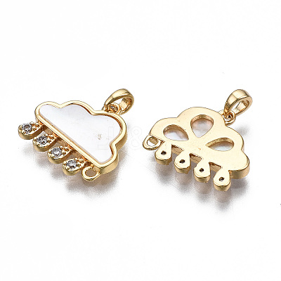 Brass Micro Pave Clear Cubic Zirconia Link Connectors KK-S356-346-NF-1