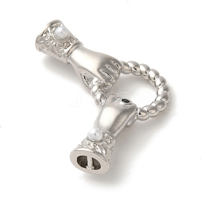 Rack Plating Brass Pave Black Cubic Zirconia Hands with Rings Links Connector Charms LS-KK-A229-13P-1