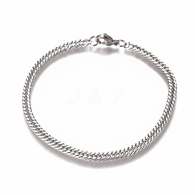 Tarnish Resistant Men's Cuban Link Chain Bracelets X-BJEW-E369-15B-1