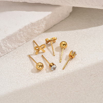 3 Pairs Bowknot 201 Stainless Steel Stud Earring Sets LS-FG5977-1-1