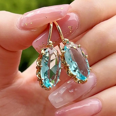 Alloy Cubic Zirconia Dangle Earrings FS-WGEFC92-01-1