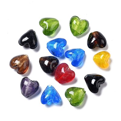 Handmade Silver Foil Glass Beads SLH15MMY-1-1