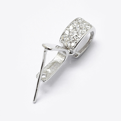 Anti-Tarnish Rhodium Plated 925 Sterling Silver Micro Pave Cubic Zirconia Pendant Bails STER-P034-43P-1