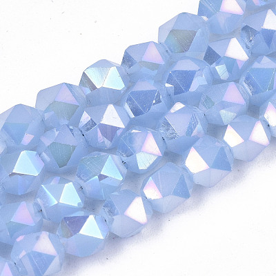 Electroplate Glass Beads Strands X-EGLA-T019-07D-1