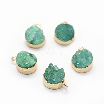Natural Druzy Quartz Charms G-P396-07G-04-1