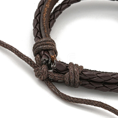 PU Imitation Leather Cord Triple Layer Multi-strand Bracelets BJEW-P329-03AS-1