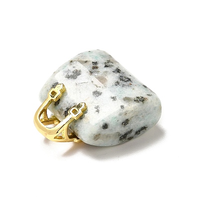 Natural Sesame Jasper Brass Pendants KK-E274-01G-23-1