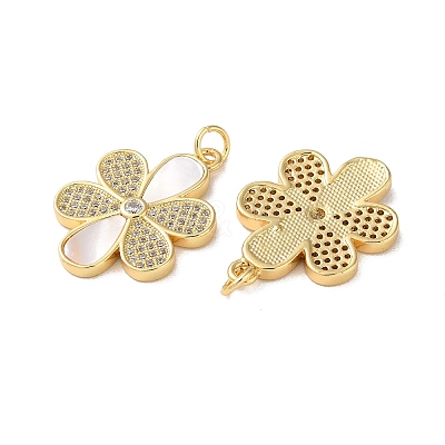 Brass Micro Pave Clear Cubic Zirconia Pendants KK-B083-17G-06-1