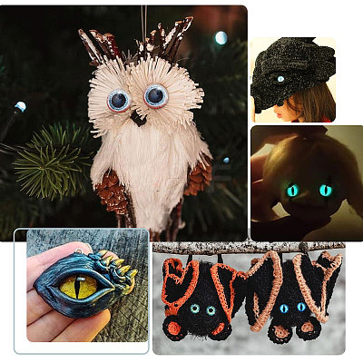60Pcs 30 Style Luminous Glass Eyes Cabochons GLAA-CA0001-56-1