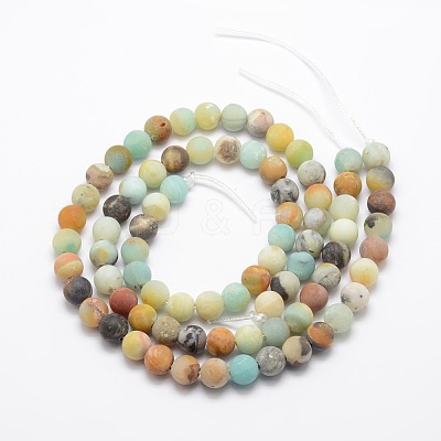 Frosted Natural Flower Amazonite Bead Strands G-L460-01-10mm-1