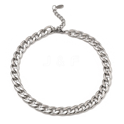 Non-Tarnish 304 Stainless Steel Cuban Link Chain Necklace BJEW-B072-04P-1
