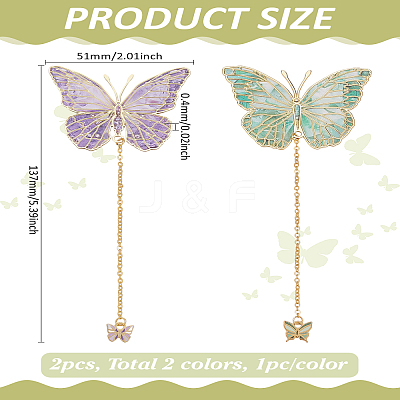 2Pcs 2 Colors Brass Bookmarks AJEW-LP0004-81B-1