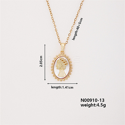 Elegan Brass Micro Pave Cubic Zirconia Oval with Women Pendant Necklace for Women YM2366-1-1