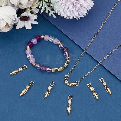 10Pcs Brass with Cubic Zirconia Fold Over Clasps ZIRC-BBC0002-67G-1