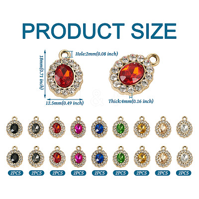 18Pcs 9 Colors UV Plating Alloy Pendants ALRI-TA0001-20-1