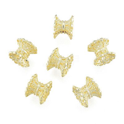 Brass Double Bead Caps X-KK-N259-23-1