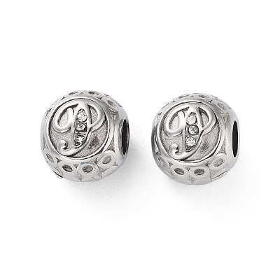 304 Stainless Steel Rhinestone European Beads STAS-A092-10P-P-1