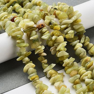 Natural Lemon Jade Chip Bead Strands G-M205-22-1