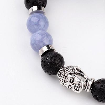 Natural Lava Rock Bead Stretch Bracelets BJEW-JB02273-1