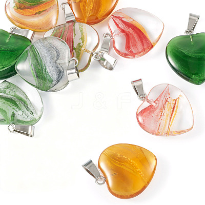 10Pcs 5 Colors Transparent Glass Pendants GLAA-TA0001-73-1