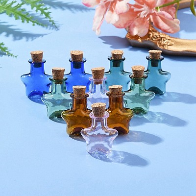 10Pcs 5 Colors Mini High Borosilicate Glass Bottle Bead Containers GLAA-FS0001-70-1