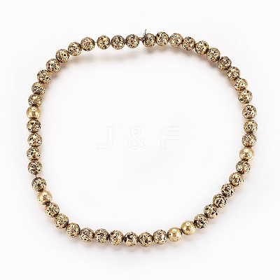 Electroplated Natural Lava Rock Beads Strands G-P400-05AB-1