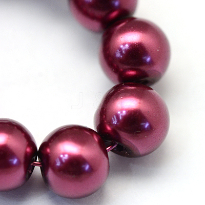 Baking Paint Pearlized Glass Pearl Round Bead Strands HY-Q330-8mm-72-1