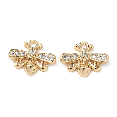 Brass Micro Pave Clear Cubic Zirconia Charms KK-D261-14G-1