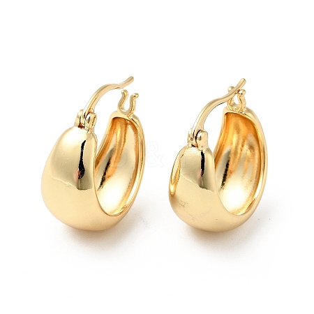 Rack Plating Brass Thick Tube Hoop Earrings for Women X-EJEW-G311-03G-1