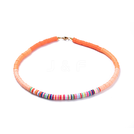 Handmade Polymer Clay Heishi Beaded Necklaces NJEW-JN02449-01-1