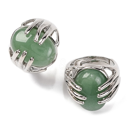 Oval Natural Green Aventurine Finger Ring G-Q184-06C-P-1