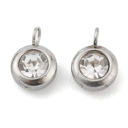 304 Stainless Steel Rhinestone Charms STAS-Z009-04-04P-1