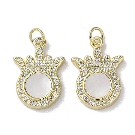 Brass Micro Pave Cubic Zirconia Pendants KK-G485-30A-G-1