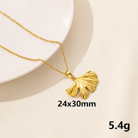 Stylish Stainless Steel Ginkgo Leaf Pendant Necklace for Women VA9826-8-1