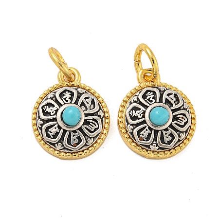 Long-Lasting Plated Brass Synthetic Turquoise Pendants KK-K387-04A-G-1