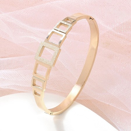 Ion Plating(IP) 304 Stainless Steel Hinged Bangles for Women BJEW-A011-17RG-1